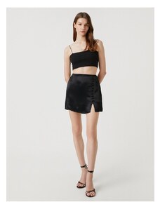 Koton Satin Mini Skirt with Slit Button Detailed