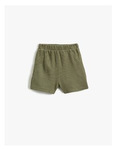 Koton Basic Textured Shorts, Pockets, Elastic Waist.