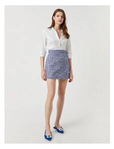 Koton High Waist Tweed Mini Skirt