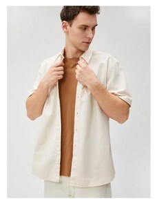 Koton 3sam60002hw 057 Beige Men's Cotton Woven Tops Shirt