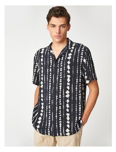 Koton Short Sleeve Shirt with Turndown Collar Ethnic Detailed and Buttoned.