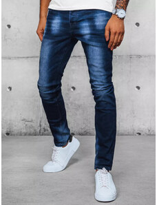 BASIC Tmavě modré pánské džínové kalhoty Denim vzor