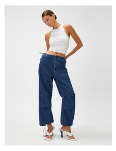 Koton Parachute Jeans Trousers With Pocket Waist And Leg Stopper Cotton