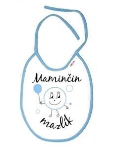 Baby Nellys Nepromokavý bryndáček Maminčin mazlík, 24 x 27 cm - bílý s modrým lemem