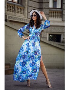 ROCO fashion Dámské maxi květované šaty ROCO s dlouhým rukávem různé vzory