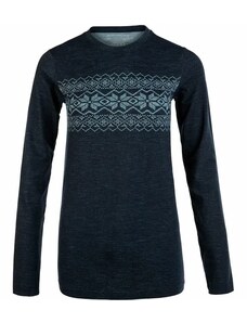 Dámské tričko Endurance Yalia Seamless Wool Print LS Baselayer tmavě modré, L/XL