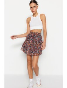 Trendyol Multicolored Lined Flounce Chiffon Mini Woven Skirt
