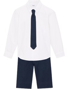 bonprix Krátké kalhoty, košile a kravata, pro chlapce (3dílná souprava) Modrá