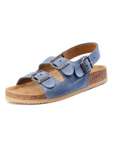 Korkové celokožené sandále, přezůvky BAREA 003462 - modrá