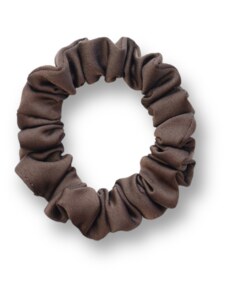 MURU Úzká saténová scrunchie gumička - Dark chocolate