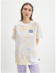 Žluto-bílé dámské vzorované tričko VANS - Dámské