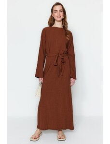 Trendyol Brown Belted Woven Dress