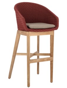 Červeno-béžová pletená zahradní barová židle Bizzotto Coachella 110 cm