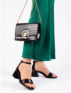 VINCEZA Trendy sandály černé dámské na širokém podpatku