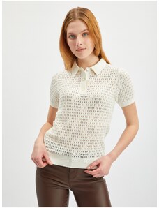 Orsay Krémový dámský vzorovaný svetr s krátkým rukávem - Dámské