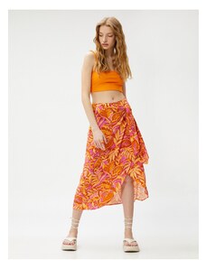 Koton Floral Skirt Maxi Front Tie Viscose Wrap Closure