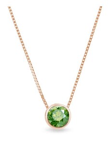 Náhrdelník se zeleným diamantem v růžovém 14k zlatě KLENOTA K0470054