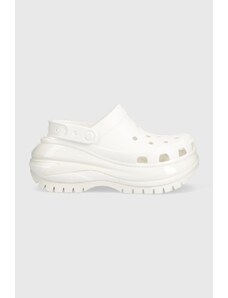 Pantofle Crocs Classic Mega Crush Clog dámské, bílá barva, na platformě, 206867