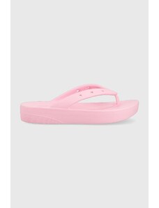Žabky Crocs Classic Platform Flip dámské, růžová barva, na platformě, 207714, 207714.6S0-6S0
