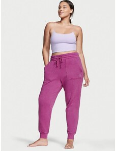 Victoria's Secret Tepláky s vysokým pasem Cotton Fleece High Rise Jogger Raspberry