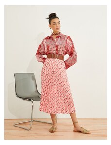 Koton Pleated Midi Length Floral Skirt