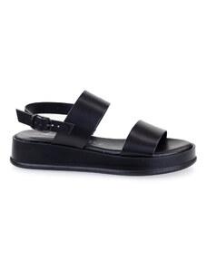 Tamaris, černé kožené sandály na platformě 28238-20