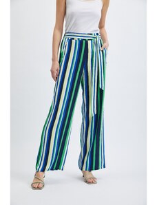 Orsay Zeleno-modré dámské pruhované široké kalhoty - Dámské