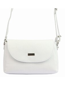 Kožená crossbody kabelka MiaMore 01-018 bílá