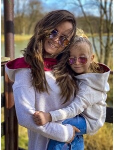 LOVEMADE Set mikin s kapucí pro mámu a dceru - smetanová melanž