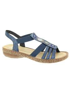 RIEKER Dámské modré sandály 628G9-16-355
