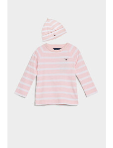 DĚTSKÝ SET GANT STRIPED TOP AND BEANIE růžová 80