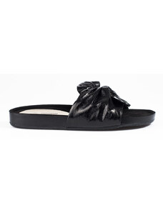 Women's flat-soled slippers black Shelvt