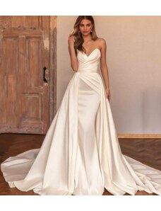 Donna Bridal sexy saténové svatební šaty s odnímatelnou vlečkou