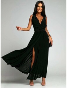FASARDI Elegantní černé maxi šaty se zavazováním