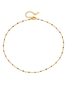 ORNAMENTI Pozlacený náhrdelník Black Beads gold
