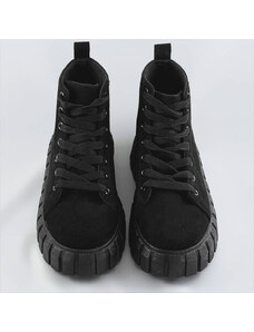 VIA GIULIA Černé šněrovací boty z imitace semiše (XA057)