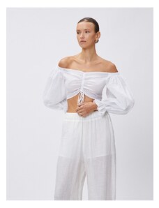 Koton Crop Off-the-Shoulder Blouse with Balloon Sleeves