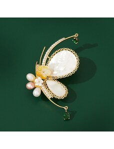 Éternelle Brož ve tvaru motýla se sladkovodními perlami