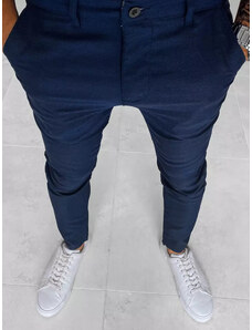BASIC Tmavě modré pánské jednobarevné chino kalhoty Tmavě modrá