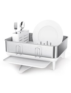 Odkapávač na nádobí Simplehuman Compact, rám z nerez oceli, bílý plast, FPP