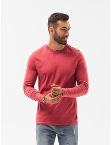 Ombre Clothing Pánské tričko s dlouhým rukávem bez potisku - červené V3 L131