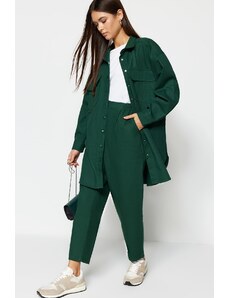 Trendyol Dark Green Pocket Detailed Snap Close Shirt-Pants Woven Suit