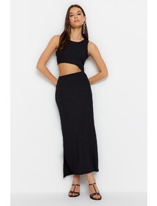 Trendyol Black Cut Out Detailed Crewneck Maxi Knitted Dress