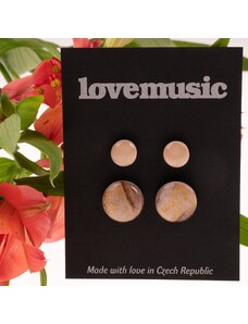 Lovemusic Náušnice pecky double set 10 a 15 mm - Coffee: Hnědá
