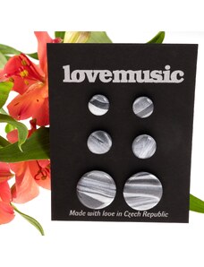 Lovemusic Náušnice pecky triple set 10,12,20 mm - Mercury: Černobílá