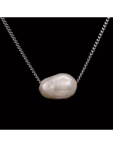 Lovemusic Ocelový náhrdelník - Bílá perla