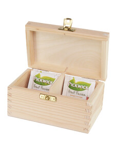 Dřevěná krabička na čaj s dvěma přihrádkami a zapínáním II.