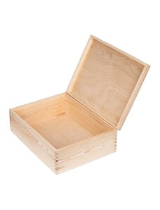 Dřevěná krabička s víkem - 40 x 30 x 13,5 cm, přírodní - 2. JAKOST!