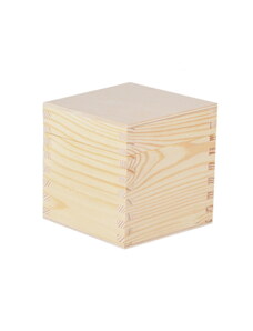 Dřevěná krabička s víkem - 11 x 11 x 10,5 cm - přírodní