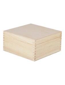 Dřevěná krabička s víkem - 20 x 20 x 10 cm, přírodní
